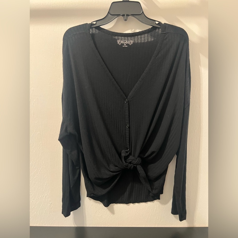 Mudd Black Ribbed Cardigan - Picture 3 of 5